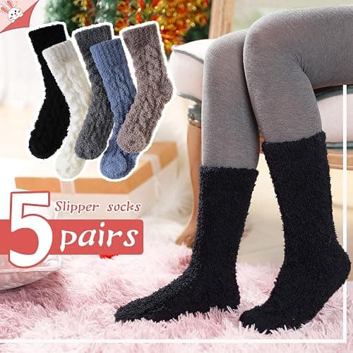 Eyean Womens Fuzzy Socks Soft Warm Fluffy Socks Winter Sleep Thermal Plush Casual Cozy Home Socks thumbnail 4