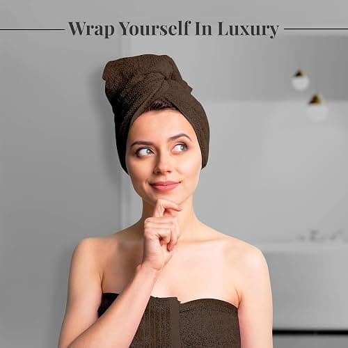 Tens Towels Pack of 8 Towels Set, 2 Extra Large Bath, 2 Hand, 4 Washcloths, 100% Cotton, Lighter Weight, Quicker to Dry, Super Absorbent, Perfect for Bathroom, Brown thumbnail 4