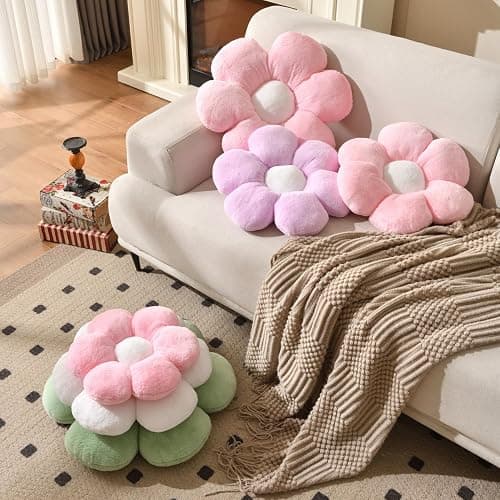 Vdoioe Purple Flower Pillow, Daisy Shaped Throw Pillow 15.7In, Cute Flower Seating Cushion for Sofa, Couch, Bed thumbnail 4
