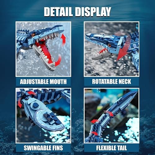 EITOLNR Mosasaurus Dinosaur Building Blocks Set, 805 PCS Dinosaur World Building Toy, Jurassic Ocean Animal Model Collection Toys for Home Decor, Birthday Gift for Adults Boys Age 8-12 thumbnail 5