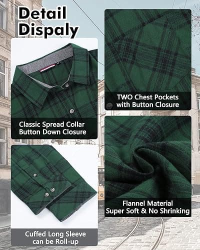 Deer Lady Plaid Flannel Shirts for Women Buffalo Plaid Shirts Oversized Long Sleeve Casual Button Down Blouse Top thumbnail 4