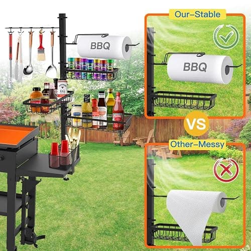 Griddle Caddy Organizer for Blackstone Griddle Accessories, BBQ Grill Picnic Utensil Condiment Caddy with Paper Towel Holder, Outdoor Kitchen Accessories for Camper, Gifts for Men, Dad thumbnail 3