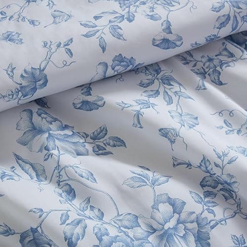 Madison Park Essentials Adele Blue Floral Full Size Comforter Set – Vintage Bed in a Bag with Sheets, Reversible Ruffle Bedding, Elegant Gift for Her thumbnail 11