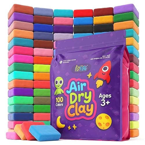FlyFlag Air Dry Clay - 100 Colors, Ultra Light and Soft, Non-Toxic Modeling Clay for Kids with Tools and Tutorials, for Creative Play and Learning - Image 1