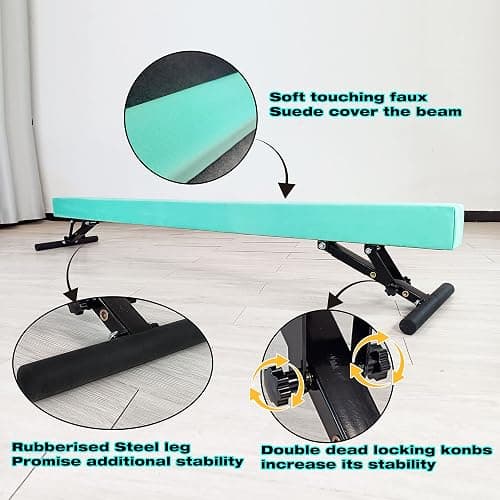 FC FUNCHEER Adjustable balane Beam for Kids - 8FT Gymnastics Beam - high and Low Floor Beam for All Gymnastic Levels-Professional Gymnastic Equipment for Home and Gym Center thumbnail 2