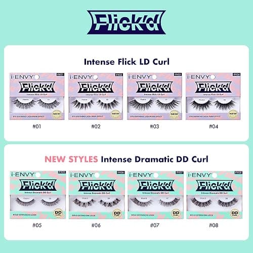 i-ENVY Flick'd D-Curl Strip Lashes Volume Bouncy Natural Clear Band Cat Eye Dramatic Trendy Extensions Reusable Eye Lashes thumbnail 6