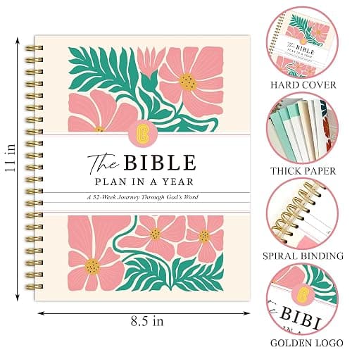 The Bible in a Year: A 52-Week Study Bible Study Guide, Spiral Bible Journal with Thick Paper & Hard Cover for Women | Ideal for Daily Devotions, Group Study, Home/Church thumbnail 3