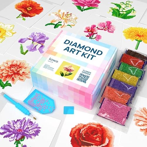 LuwoArte 16 Pack Diamond Painting Kits for Adults – Flower Garden-Themed Diamond Art Kits – Full Drill DIY Paint Gem Art for Adults – 5D Diamond Painting Kit – Relaxing Craft for Home Wall Décor - Image 1