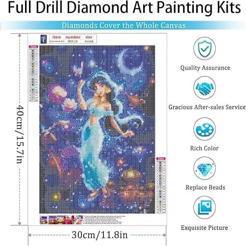 RYMILIE Diamond Painting Kits for Adults - Princess DIY 5D Diamond Art Kits Full Drill Diamond Dots Paintings with Diamonds Gem Art and Crafts Home Decor 12x16inch thumbnail 4