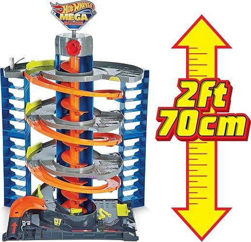 Hot Wheels City Mega Garage Playset with Corkscrew Elevator & Storage for 60+ Cars, Includes 1 Hot Wheels 1:64 Scale Vehicle, Gift for Kids 4 Years Old & Up, HFH03 thumbnail 3