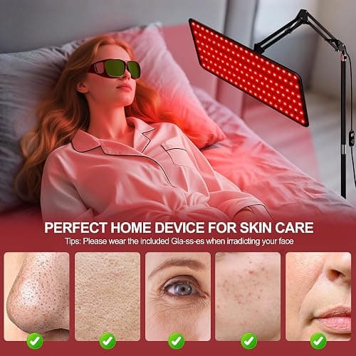 Morfone Red Light Infrared Lamp for Body Face - Tri-Wavelength (660nm, 850nm, 940nm) Infrared Light Lamp Large Panel with Adjustable Stand, Protective Glasses for Home Use, Gift for Women Girls thumbnail 3