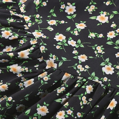 Scarlet Darkness Floral Mini Corset Dress Women Teens Sundress with Pockets | Adjustable Straps, Square Neck, Smocked Back, Zip & Pockets, Dual-Layer Flowy Hem. For Daily, Date, Picnic & Garden Party thumbnail 3