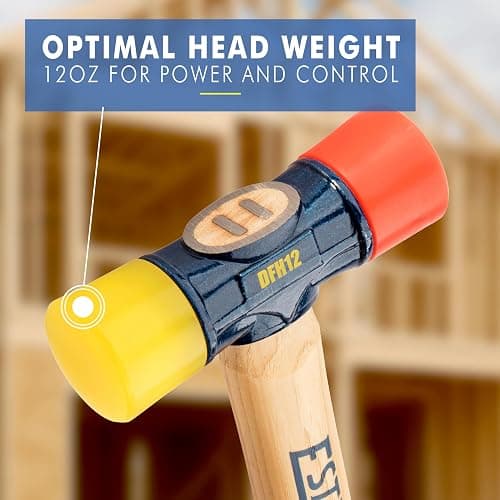 ESTWING Rubber Mallet - 12 oz Double-Face Hammer with Soft/Hard Tips & Hickory Wood Handle - DFH12 thumbnail 4