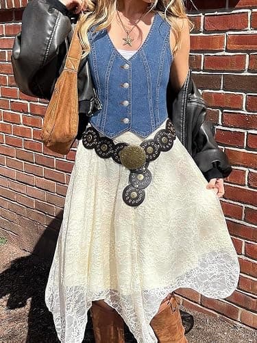 LYHIPSS Denim Vest Women V Neck Jean Vest Tops for Women Sleeveless Button Down Summer Outfit Denim Tops thumbnail 6