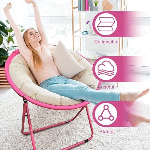 CAMP SOLUTIONS Bungee Chair Portable Foldable, Dish Chair Bunjo Game Chair for Outdoor and Indoor and Camping and BBQ (Pink) thumbnail 4
