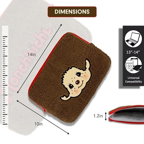 Sonix x Monchhichi Plush Tech Sleeve | 14 inch Fuzzy Laptop and Tablet Carrying Case Cover, Protective Travel Bag | 13" - 14" | Monchhichi Boy thumbnail 4