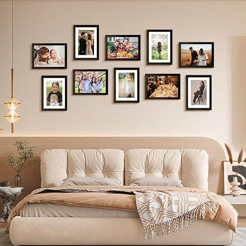 FIXSMITH 5x7 Picture Frame Set of 4, Photo Frame with HD Plexiglass, Display Pictures 4x6 with Mat or 5x7 Without Mat Multi Picture Frames Collage for Tabletop or Wall Display, Black thumbnail 2