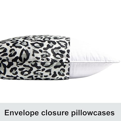 NTBAY 2 Pack Satin Standard Pillowcases for Hair and Skin, Luxurious and Silky Leopard Printed Pillow Cases with Envelope Closure, 20x26 Inches, Black and White thumbnail 5