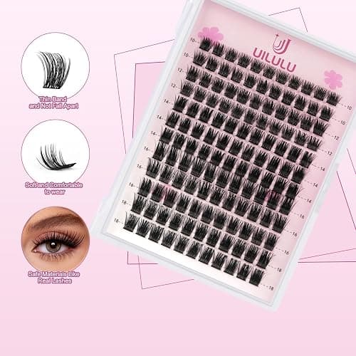 Uilulu Lash Clusters 10-18mm Natural Lashes Clusters D Curl False Eyelash Clusters DIY Eyelash Extensions Individual Cluster Lashes (U08 Lashes Only) thumbnail 4