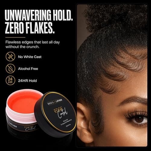 BASK & LATHER Strong Hold Edge Control Gel with Castor Oil, Non-Greasy, Non-Flaking, No White Cast, Long Lasting, Supports Hair Growth, Natural Formula, For All Hair Types, 5.3 Fl Oz thumbnail 6