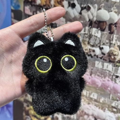 HUIJUFU Black Cat Plush Keychain Purse Charm - Cute Bag Charms Gifts for Women thumbnail 7