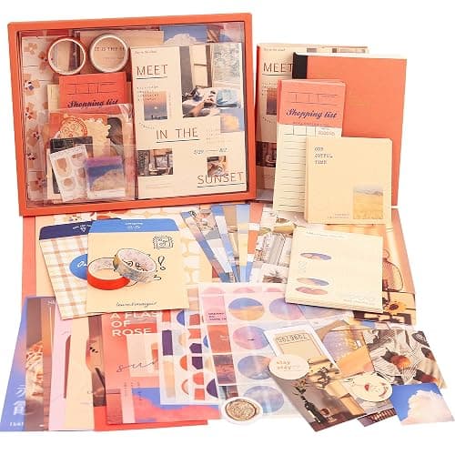 348 Pcs Scrapbooking Supplies Kit, Vintage Aesthetic Scrapbook Kit for Bullet Junk Journal, Stationery, A6 Grid Notebook, DIY Journaling Supplies, Birthday Craft Gift for Teen Girl Kid Women thumbnail 8