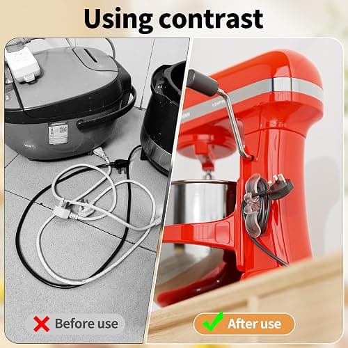 6PCS Clear Cord Organizer for Appliances, Kitchen Appliance Cord Organizer Stick On, Appliance Cord Holder, Cord Wrappers, Cord Winder for Pressure Cooker, Air Fryer, Blender, Coffee Maker, Toaster thumbnail 6