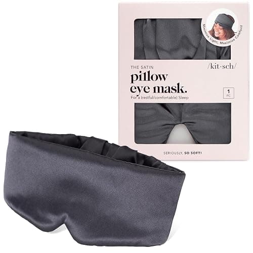 Kitsch Satin Sleep Mask - Eye Masks for Sleep, Softer Than Silk Satin Sleeping Mask Blindfold and Sleep Masks for Women and Men, Eye Care Travel Essentials - Charcoal Black thumbnail 7