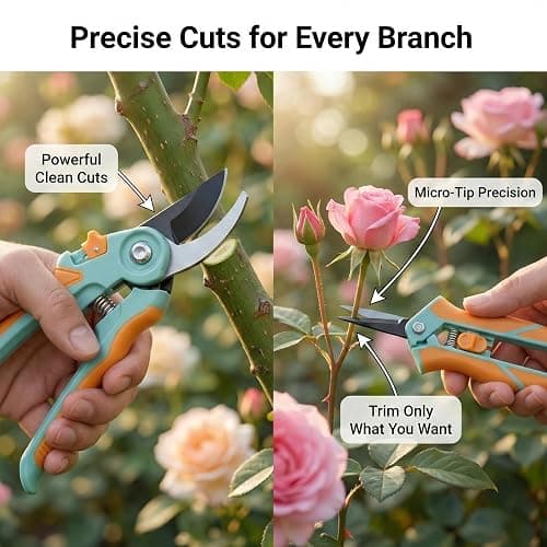 NEXON Garden Pruning Shears 2 Pack, 8" Bypass Hand Pruner & 6.25" Precision Garden Scissors, Professional Garden Clippers for Plants and Flowers thumbnail 3