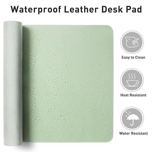 Aothia Large PU Leather Desk Pad Protector - Non-Slip Mouse Pad & Writing Mat for Office/Home, Waterproof, Easy to Clean (23.6" x 13.7", Aqua) thumbnail 7