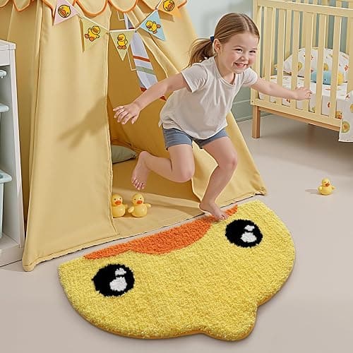 LUMI Cute Rubber Duck Bathroom Rugs, Absorbent Plush Bath Mats, Non-Slip Backing Washable Bath Rugs for Bathroom, Ideal for Kids Shower Sink Bathtub Bedroom, 22"x36", Duck thumbnail 4
