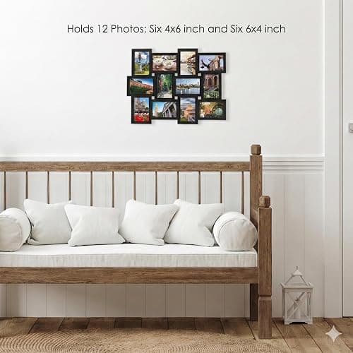 MELANNCO Collage Picture Frame 18x23 Inch Black - Holds 12 Photos in 4x6 and 6x4 Formats - Wall Display for Home Decor, Horizontal or Vertical Hanging thumbnail 5