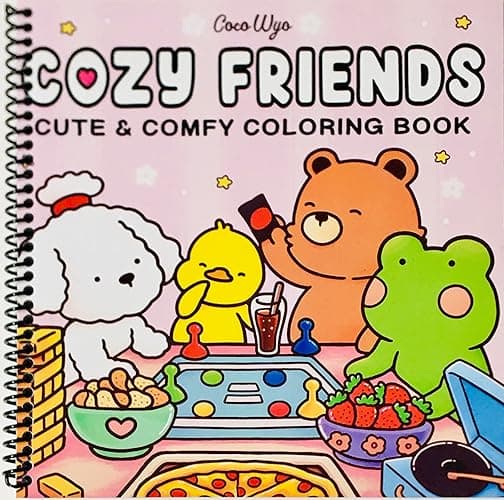 Cozy Friends: Coloring Book for Adults and Teens Featuring Super Cute Animal Characters with Easy and Simple Designs for Relaxation (Cozy Spaces Coloring)