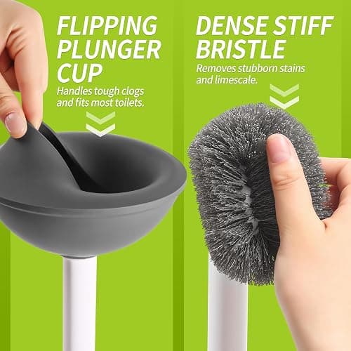 IVYROLL Toilet Brush and Plunger Set Hidden, S-Shaped Toilet Brush Plunger Combo, Perfect for Homes, Apartments & Bathrooms thumbnail 4