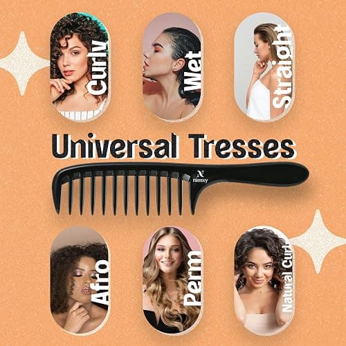 Nimxy Black Wide Tooth Comb for Curls 1 Pc - Curl Comb with Comfortable Handle for Detangling Medium to Long Wet and Wavy Hair - hairdressing & Styling thumbnail 4
