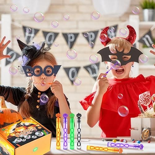 60 Pack Halloween Bubble Wands, Mini Bubble Toys for Halloween Party Favors, Novelty Supplies, Halloween Toys for Girls Boys Kids Classroom Rewards Gifts thumbnail 2