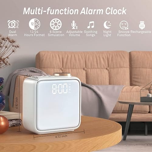 AIRIVO Alarm Clock Night Lights, Built-in Battery Alarm Clock for Bedrooms, 6 Scenes & White Noise Sync, Dual Alarms & Snooze, for Heavy Sleepers, Gifts for Kids Teens thumbnail 8