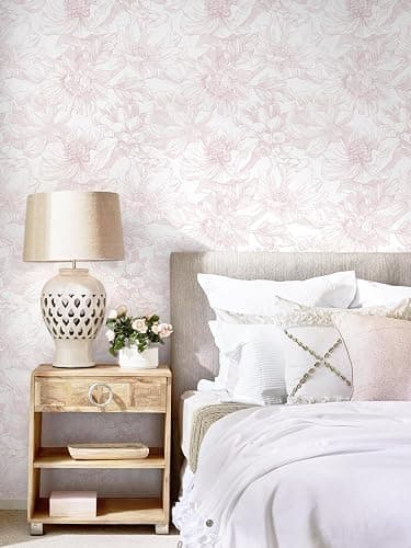 Dimoon 78.7"x17.3" Peel and Stick Wallpaper Floral Contact Paper Boho White Pink Flower Wallpaper Removable Wall Paper Self Adhesive Modern Contactpaper for Cabinets Drawers Bedroom Thicken Vinyl thumbnail 5