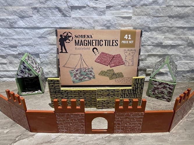Military Battlefield Base Magnetic Tiles Building Blocks - Army War Themed Playset for Imaginative Military Building and Learning - STEM Education Toy WW1 WW2 - Great Birthday Gift for Boys thumbnail 9