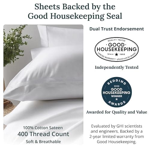 California Design Den Soft 100% Cotton Bed Sheets Full Size Set, 400 Thread Count Good Housekeeping Award Winner, Silky Smooth Sateen Weave with Deep Pockets, Durable Full Bed Sheet Set - Sky Blue thumbnail 2