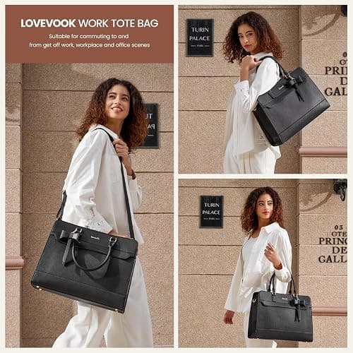 LOVEVOOK Laptop Tote Bag for Women,Leather Work Bag, Waterproof Business Teacher Bag,Large Computer Handbag Purse Briefcase,Office Gifts for Women thumbnail 2