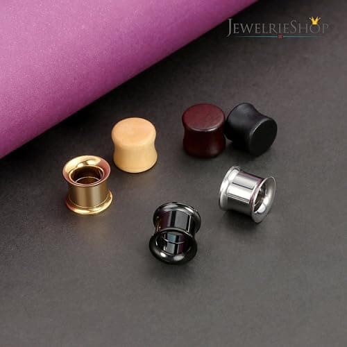JEWELRIESHOP Stainless Steel Double Flared Tunnels Wood Plug Ear Gauges Earrings Saddle Plugs and Tunnels for Ears (0g,00g,8mm,10mm,6 Pairs) thumbnail 5