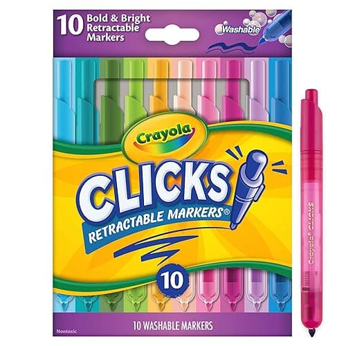 Crayola Clicks Retractable Markers - Bold (10ct), No Dry Washable Markers for Kids, Click Markers for School, Must Have Coloring Supplies, Gifts - Green/Blue/Red thumbnail 8