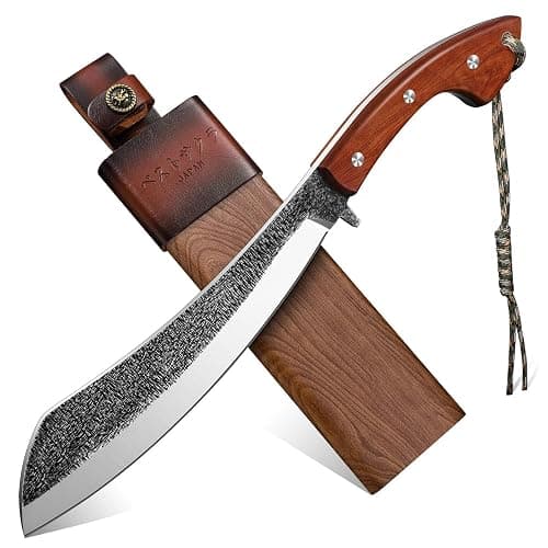 Golden Bird Outdoor Messer Survival Machete Großes Full Tang Design mit Holzgriff und Eichenholz-Scheide – Präzise Bushcraft Messer für Camping, Gartenarbeit und Überlebenssituationen- Geschenke - Image 1