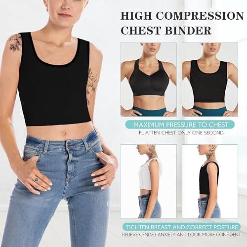 LODAY Women Transgender Tomboy FTM Elastic Chest Binder Bra Pullover Tank Top thumbnail 3