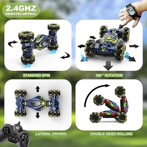 HOSHIPLAY Gesture RC Car,1:24 4WD Transform Off-Road Stunt Car with Gesture & Remote Control, 360° Flips Drift Vehicle with LED Lights Music, All Terrain Toy Cars Gifts for Boys Girls Age 6-12 thumbnail 5