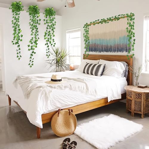 CQURE 12 Pack 84Ft Artificial Ivy Garland, Fake Vines UV Resistant Greenery Leaves Fake Plants Hanging Aesthetic Vines for Home Bedroom Party Garden Wall Room Decor - 84Ft thumbnail 3