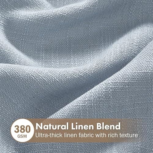 MIULEE Thick Linen Curtains 96 Inches Long Light Blue Semi Sheer for Farmhouse/Living Room/Bedroom, Linen Textured Light Filtering Window Privacy Drapes with Back Tab Rod Pocket, 42Wx96L, Set of 2 thumbnail 2