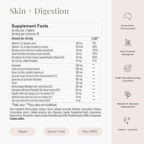 JSHealth Vitamins Skin and Digestion Formula | Skin Supplement with Zinc | Burdock Turmeric | Clear Healthy Skin | Acne Treatment for Teens and Adults | (60 Tablets) - 60 Count (Pack of 1) thumbnail 4