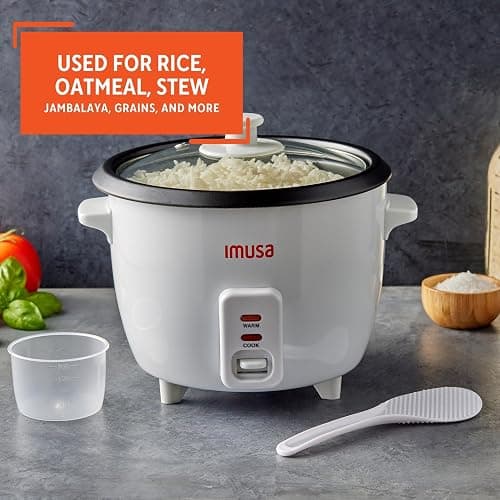 IMUSA Mini Electric Rice Cooker 6 Cup Cooked 3 Cup Uncooked – Ceramic Nonstick Pot, Small Multi Cooker for Rice, Quinoa, Oatmeal, Stew – Keep Warm – Compact for Dorm RV Kitchen thumbnail 7